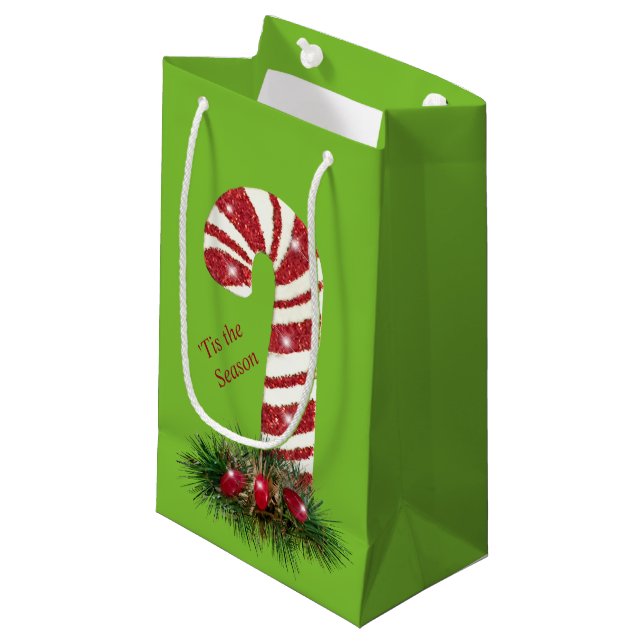 'Das ist die Jahreszeit Candy Cane Shines Kleine Geschenktüte (Vorderseite Schrägansicht)