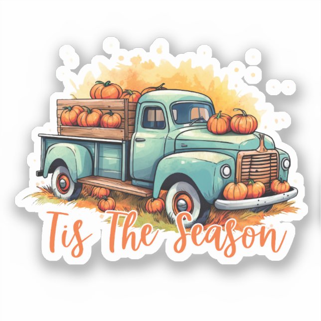 'Das ist die Jahreszeit, der Pumpkin-Truck Aufkleber (Vorderseite)
