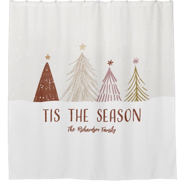 Das ist die Jahreszeit Elegante Weihnachtsbaumen F Duschvorhang (Vorderseite)