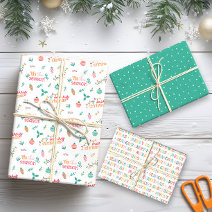 Das ist die Jahreszeit frohe Weihnachten farbenfro Geschenkpapier Set