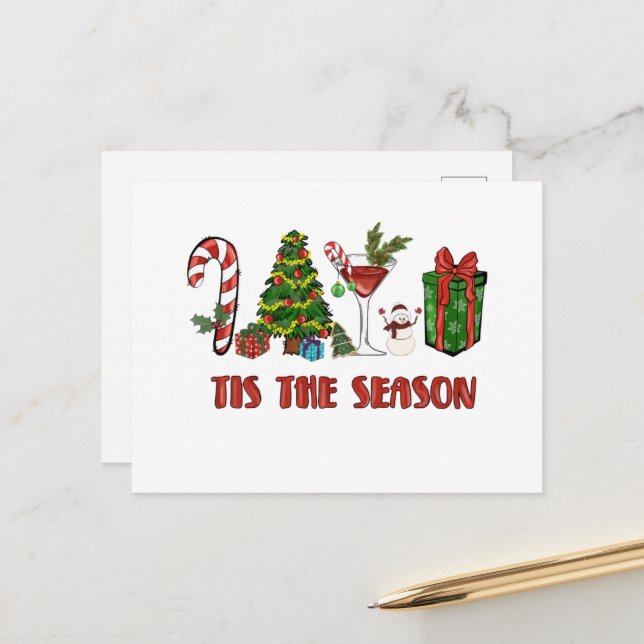 Das ist die Jahreszeit frohe Weihnachten Postkarte (Vorderseite/Rückseite Beispiel)