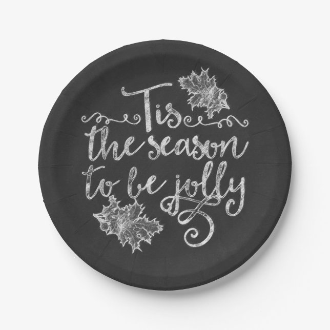 Das ist die Jahreszeit für Jolly Chalkboard Urlaub Pappteller (Vorderseite)