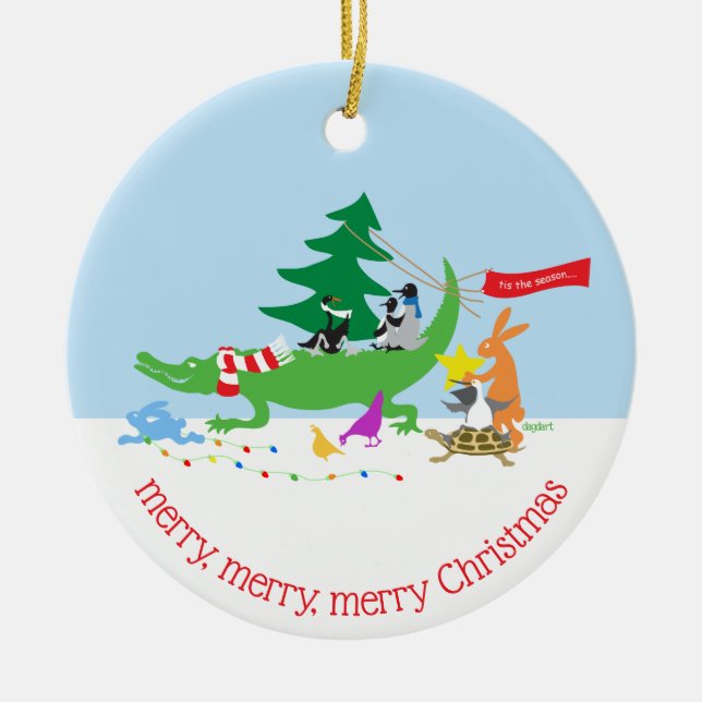 Das ist die Jahreszeit für Tiere Keramik Ornament (Vorne)
