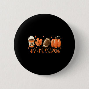 Das ist die Jahreszeit Fußball-Kaffee Latte Blätte Button