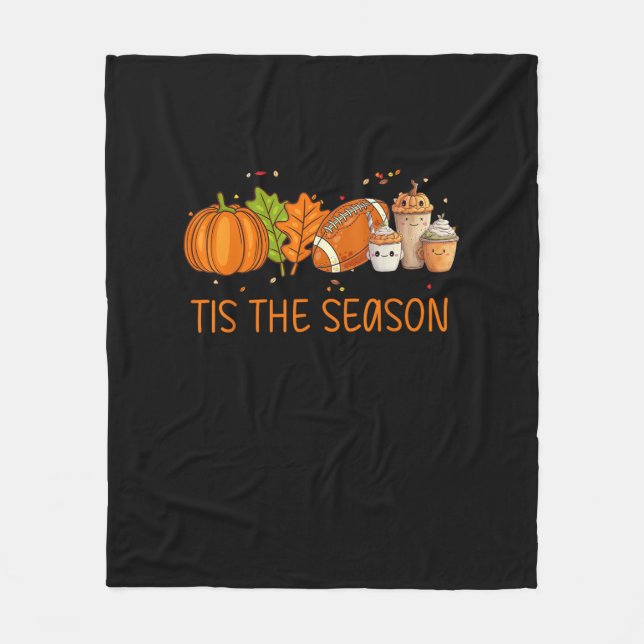 Das ist die Jahreszeit Fußball Pumpkin Gewürze all Fleecedecke (Vorderseite)
