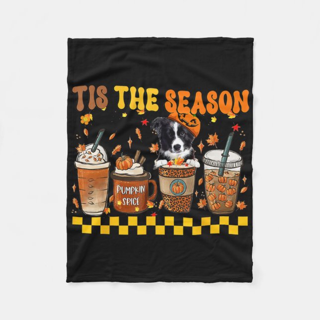 Das ist die Jahreszeit Kaffee Pumpkin Border Colli Fleecedecke (Vorderseite)