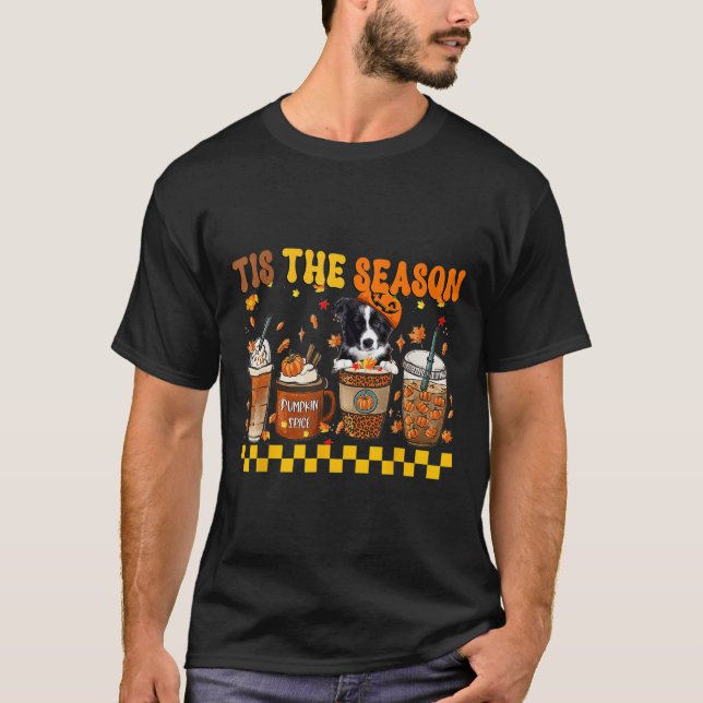 Das ist die Jahreszeit Kaffee Pumpkin Border Colli T-Shirt (Vorderseite)