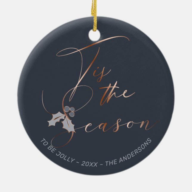 Das ist die Jahreszeit Kupfer-Kalligrafie Dusty Bl Keramik Ornament (Hinten)
