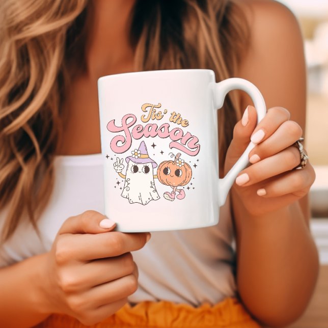 Das ist die Jahreszeit Retro Groovy Halloween Kaffeetasse (Von Creator hochgeladen)