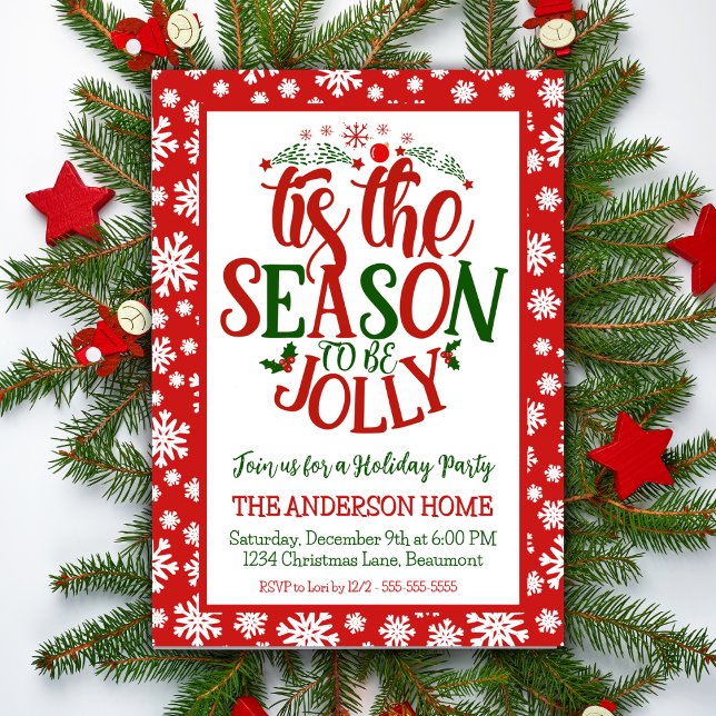 Das ist die Jahreszeit, um ein fröhliches Weihnach Einladung (Tis The Season To Be Jolly Festive Christmas Party Invitation)
