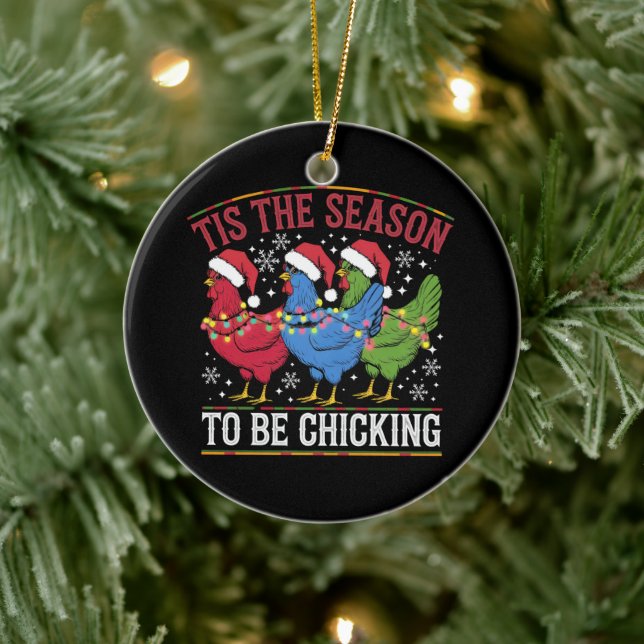 Das ist die Jahreszeit, um Weihnachten-Hühner-West Keramik Ornament (Baum)