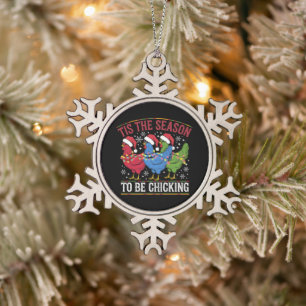 Das ist die Jahreszeit, um Weihnachten-Hühner-West Schneeflocken Zinn-Ornament