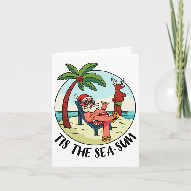 Das ist die Meersonne Santa Claus Beach Sommer Wei Karte (Vorderseite)