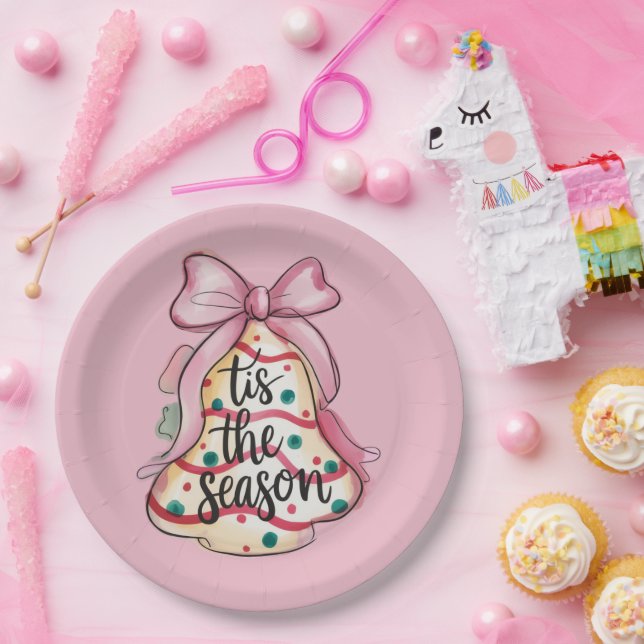 Das ist die Saison Coquette Bow Girly Pink Weihnac Pappteller (Party)