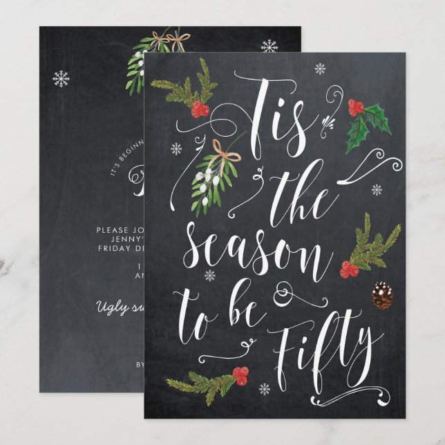 Das ist die Saison für fünfzig Weihnachtsfeiertage Einladung (Vorne/Hinten)