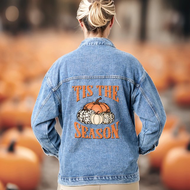 'Das ist die Saison Herbst Pumpkins Western Denim  Jeansjacke ('Tis the season Fall Pumpkins Western Denim Jacket)