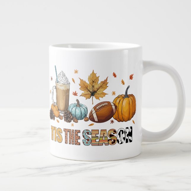 Das ist die Saison Herbstzeit mit Football und Kaf Jumbo-Tasse (Rechts)