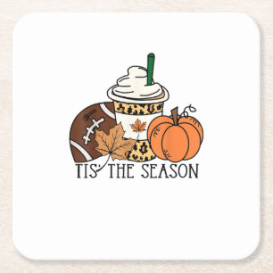 Das ist die Saison Pumpkin Erntedank Football Mini Rechteckiger Pappuntersetzer