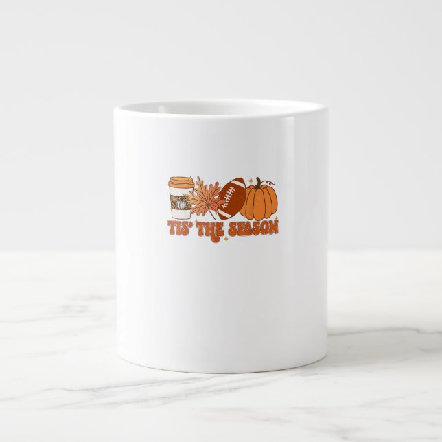 Das ist die Saison Pumpkin Leaf Erntedank Football Jumbo-Tasse (Vorderseite)
