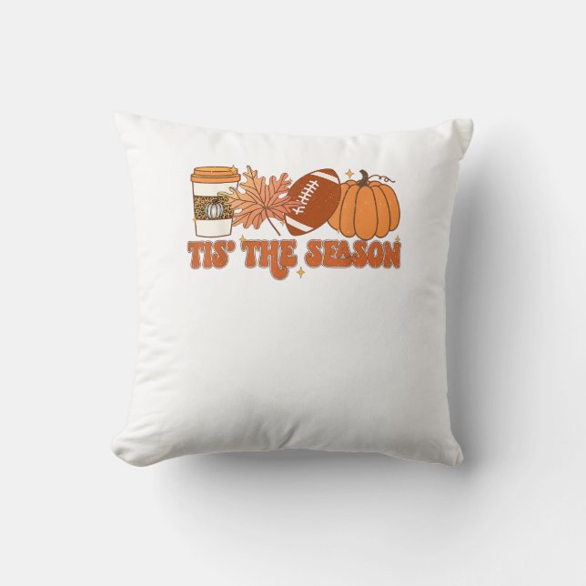 Das ist die Saison Pumpkin Leaf Erntedank Football Kissen (Vorderseite)