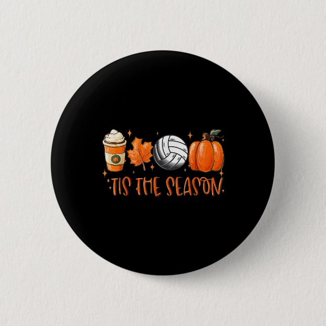 Das ist die Saison Pumpkin Leaf Latte Fall Volleyb Button (Vorderseite)