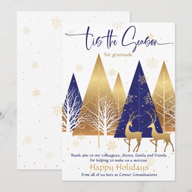 'Das ist die Saison Royal Blue Gold Business Xmas Einladung (Vorne/Hinten)