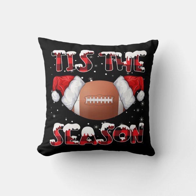 Das ist die Saison Weihnachtsmannmütze Fußball Rot Kissen (Vorderseite)