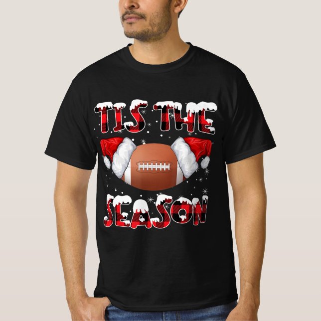 Das ist die Saison Weihnachtsmannmütze Fußball Rot T-Shirt (Vorderseite)