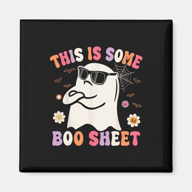 Das ist ein Bootblatt Retro Groovy Ghost Hallowee Magnet (Vorne)