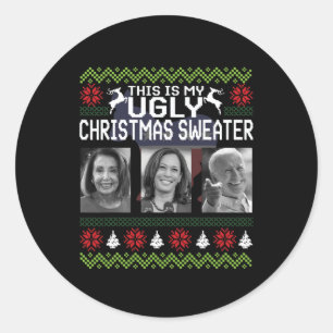 Das ist ein hässlicher Weihnachtssüßer Joe Biden H Runder Aufkleber