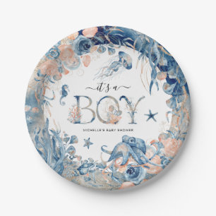 Das ist ein Junge! Aquarelldusche unter dem Meer Pappteller