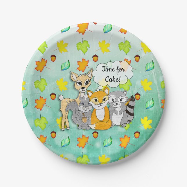 Das ist ein Junge! Baby Shower Forest Animals (tex Pappteller (Vorderseite)
