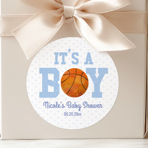 Das ist ein Junge! Basketball Baby Dusche Gastgesc Runder Aufkleber