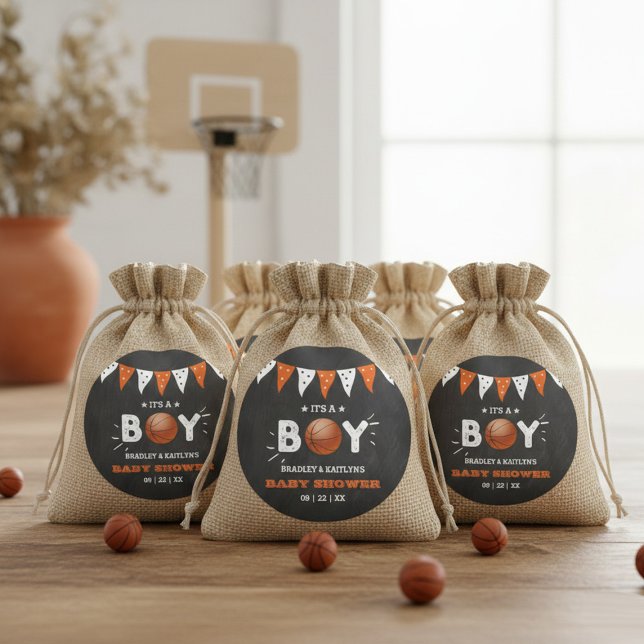 Das ist ein Junge! Basketball-Kinderdusche Runder Aufkleber (Von Creator hochgeladen)