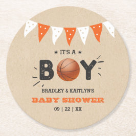Das ist ein Junge! Basketball-Kinderdusche Runder Pappuntersetzer