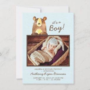 Das ist ein Junge! Bear BoysBaby Foto Geburtsankün Ankündigung