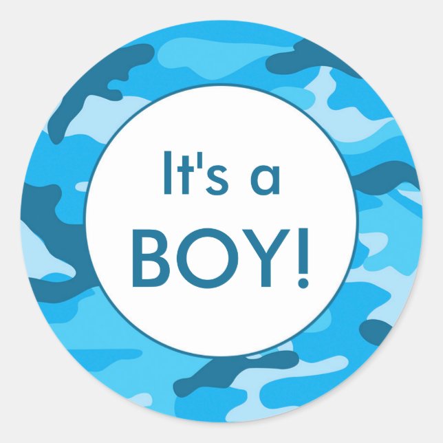 Das ist ein Junge! Blaue Camouflage: Aufkleber bev (Vorderseite)