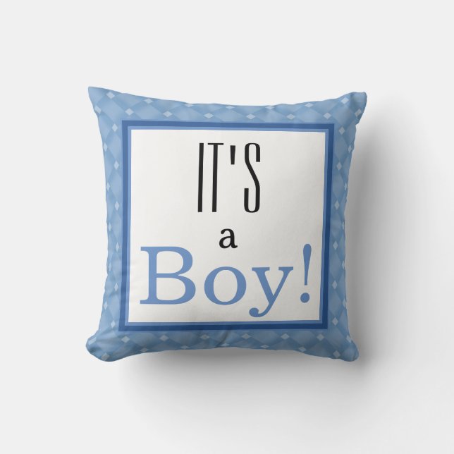 Das ist ein Junge! Blue Baby Dusche Keepake Pillow Kissen (Vorderseite)