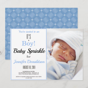 Das ist ein Junge! Blue Baby Sprinkle Foto Einladu Einladung