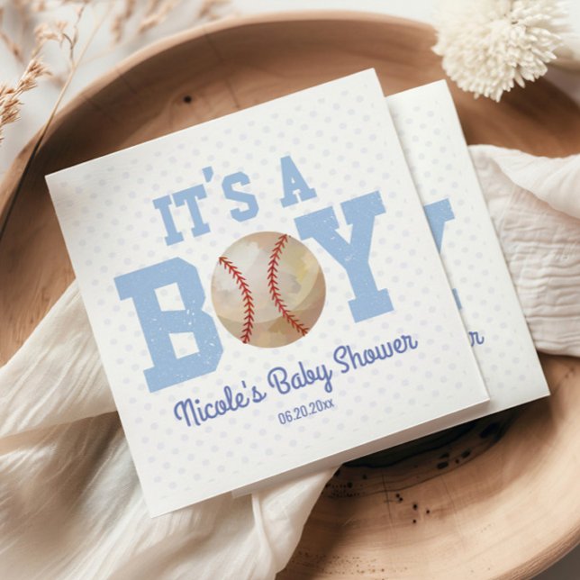 Das ist ein Junge! Blue Baseball Baby Dusche Serviette (Von Creator hochgeladen)