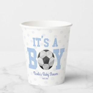 Das ist ein Junge! Blue Soccer Ball Baby Dusche Pappbecher