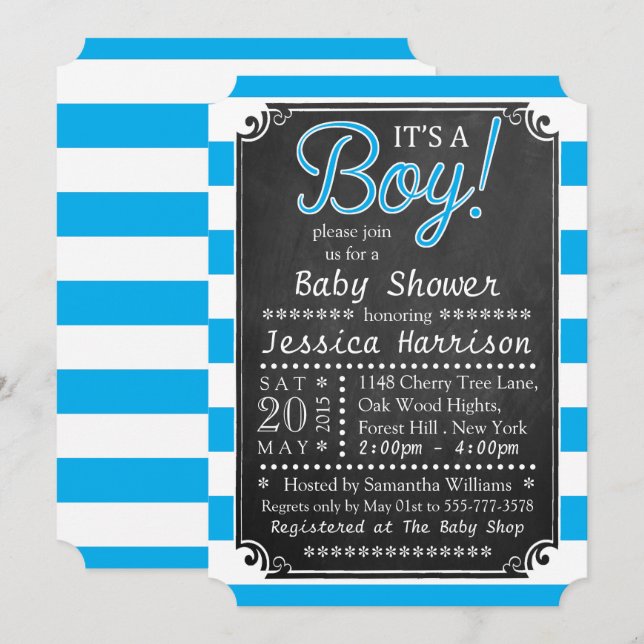 Das ist ein Junge! Einladungen für die Babydusche  (Vorne/Hinten)