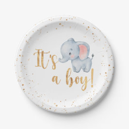 Das ist ein Junge! Elephant Baby Shower Party Pappteller