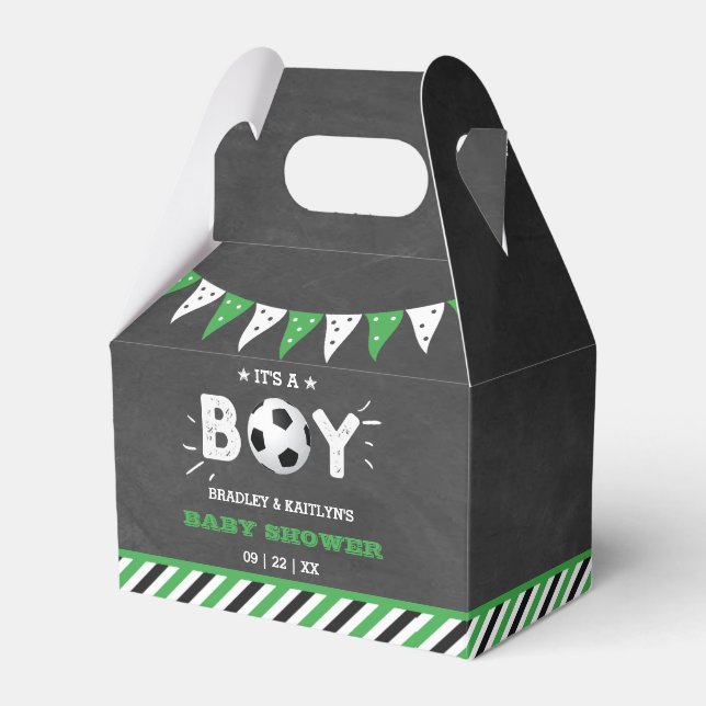 Das ist ein Junge! Fußball-Kinderdusche Geschenkschachtel (Vorderseite)