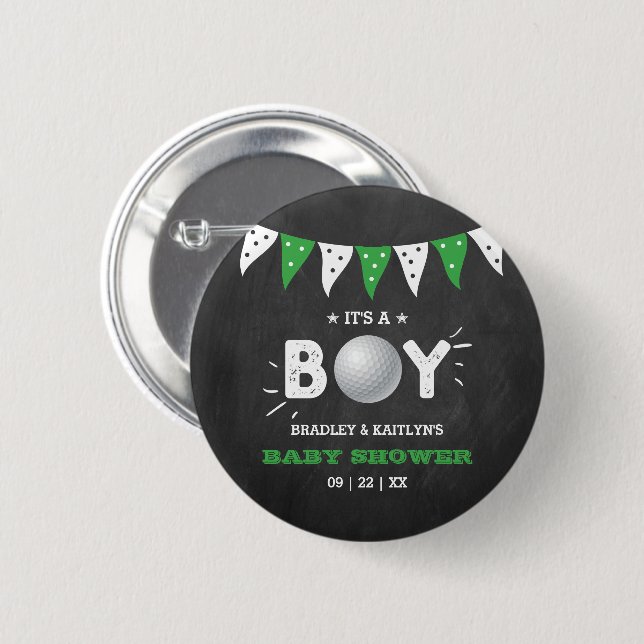 Das ist ein Junge! Golf Themed Co-Babydusche Button (Vorne & Hinten)