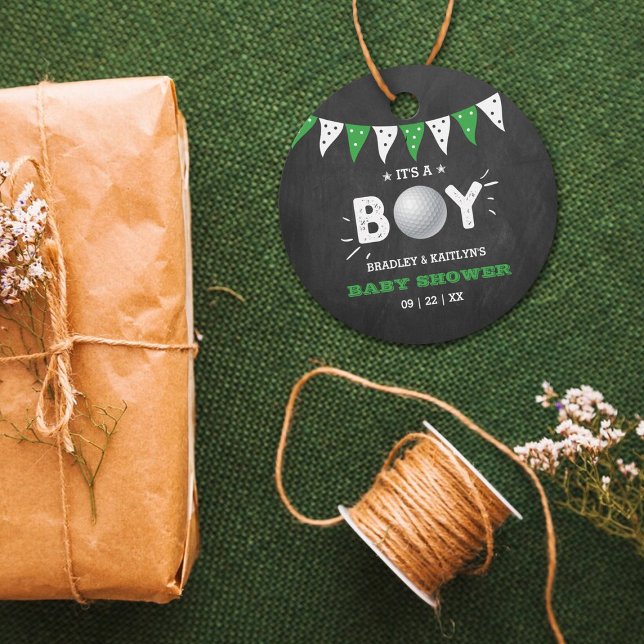 Das ist ein Junge! Golf Themed Co-Babydusche Geschenkanhänger (Von Creator hochgeladen)