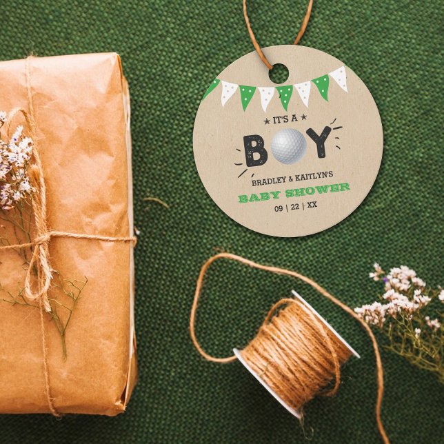 Das ist ein Junge! Golf Themed Co-Babydusche Geschenkanhänger (Von Creator hochgeladen)