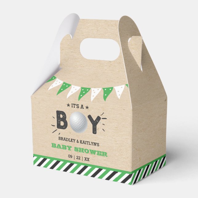 Das ist ein Junge! Golf Themed Co-Babydusche Geschenkschachtel (Vorderseite)