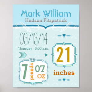 Das ist ein Junge! Neues Baby Stats Niedlich Arrow Poster