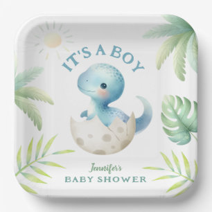Das ist ein Junge! Niedliche Dino Boy Dinosaur Bab Pappteller